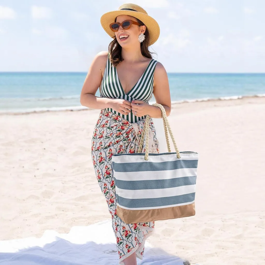 Sac de Plage sans Sable avec Fermeture Éclair pour Objets au Sec