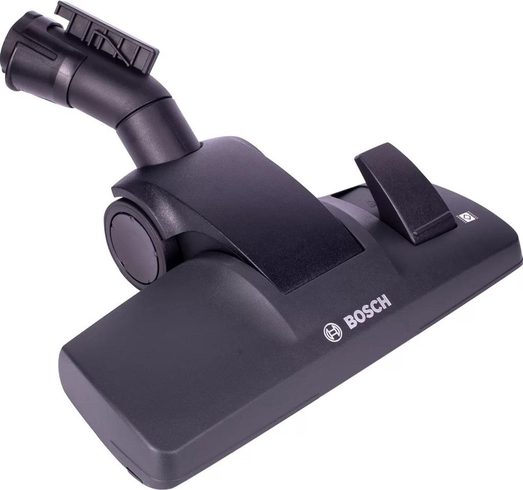 A black vacuum cleaner floor head with the Bosch logo is shown against a white background.