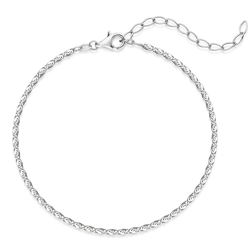 MATERIA by Matthias Wagner Frauen Armband Silber 925 S-Panzerkette 1,8mm dünn 18-23cm Länge verstellbar diamantiert SA-25-Silber