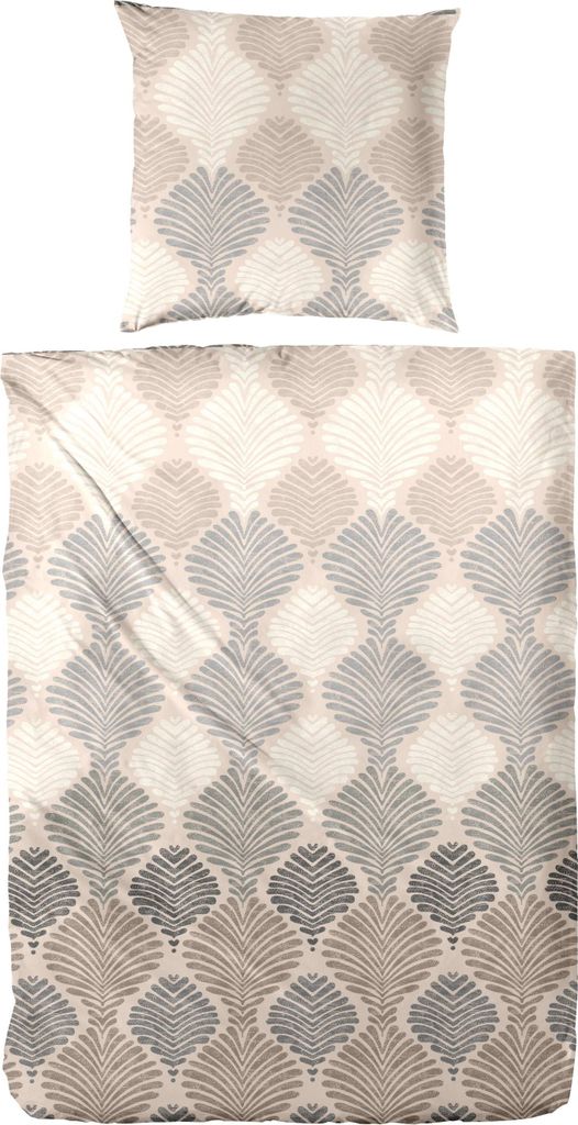 Primera Edelflanell Bettwäsche 135x200 Orient Fächer beige natur grau 174150-77