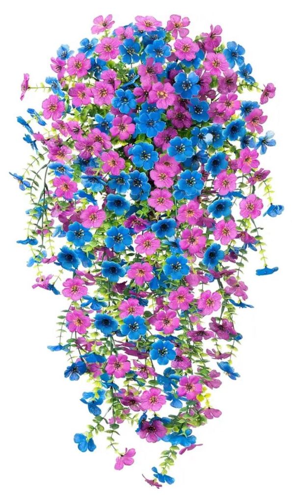 Künstliche Veilchenranke, realistische, UV-beständige Kunstblume aus Rattan, für drinnen und draußen, Garten, Veranda, Terrasse, Wanddekoration...