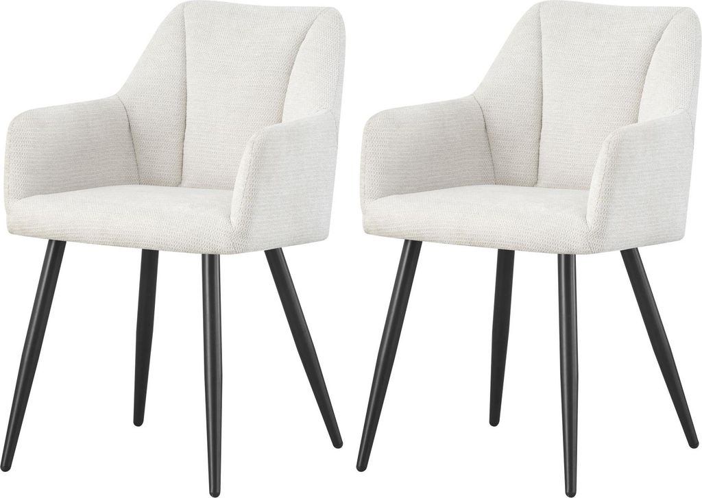 xonox.home Stuhl 2er Set Bella Chenille-Optik creme (B/H/T): 55 x 82 x 62 cm