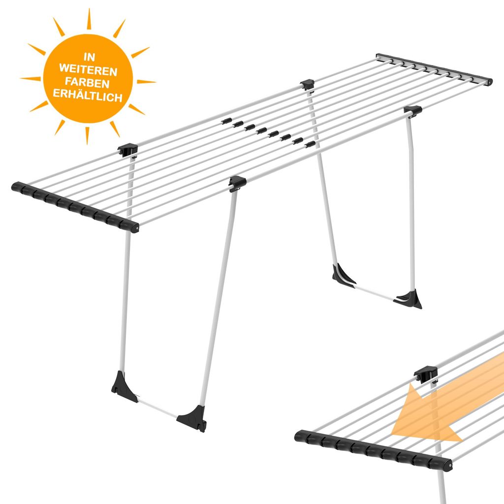 YOURSOL Wäscheständer Florenz in Weiß, ausziehbar mit 20 m Leine und Rollen für 1-2 Waschmaschinen