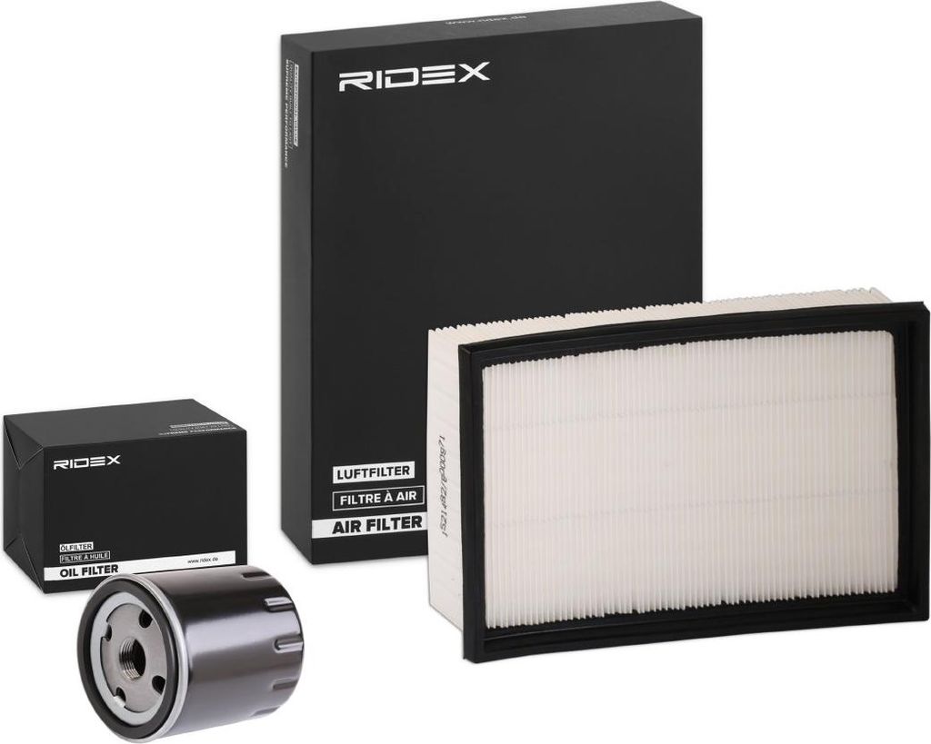 RIDEX Filterset Inspektionspaket Filtersatz für VW New Beetle Schrägheck (9C1, 1C1) für OPEL Astra G CC (T98) für RENAULT Clio IV Schrägheck (BH)