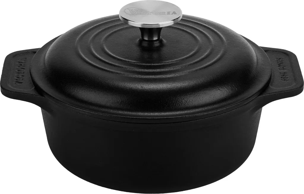 Pot à pain induction fonte émaillée 20cm sans PTFE Victoria noir 1,9L