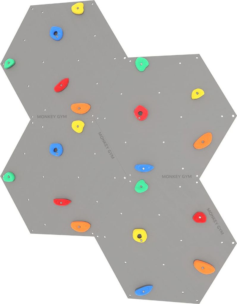 Kletterwand Würfel 4 grau - farbige Griffe