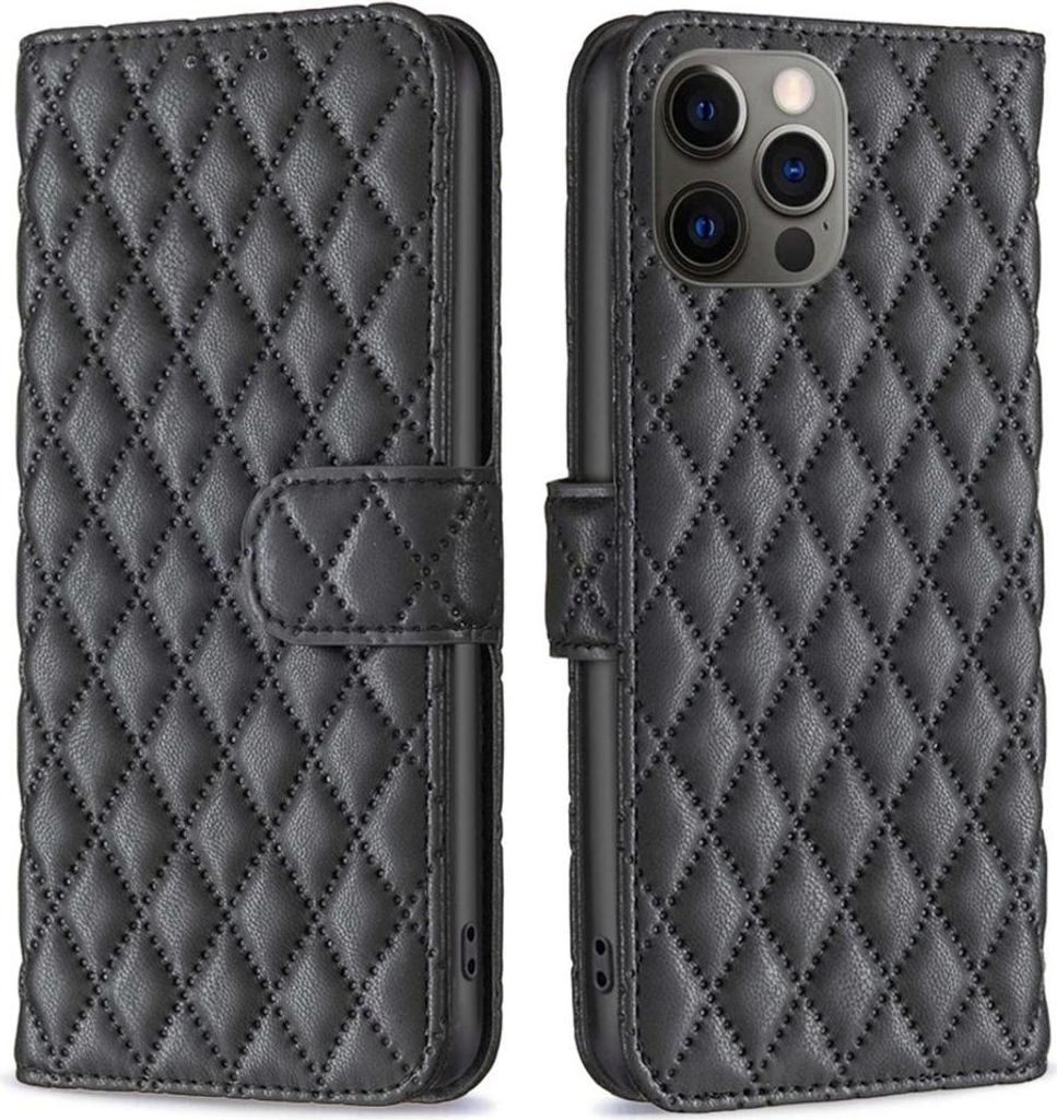 iPhone 12 / 12 Pro Hülle - BINFEN Rhombus Klapphülle - Schwarz
