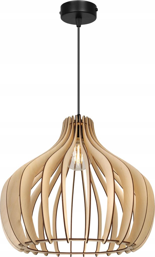 Moderne Led-Deckenhängelampe Aus Holz Produktbild 