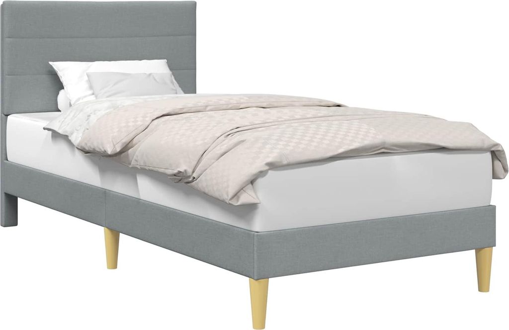 vidaXL Bettrahmen mit Kopfteil Hellgrau 90 x 190 cm Stoff