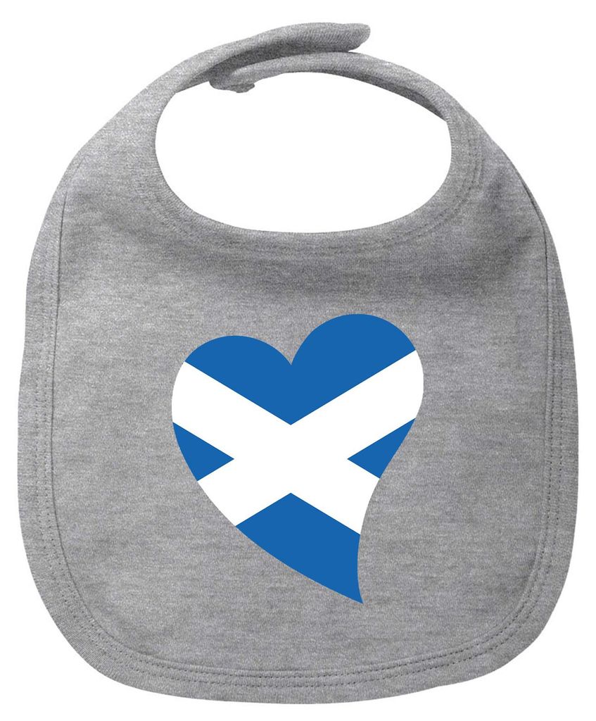 Huuraa Baby Lätzchen Schottland Flagge Herz Heather Grey Klettverschluss Baumwolle Latz Geschenkidee