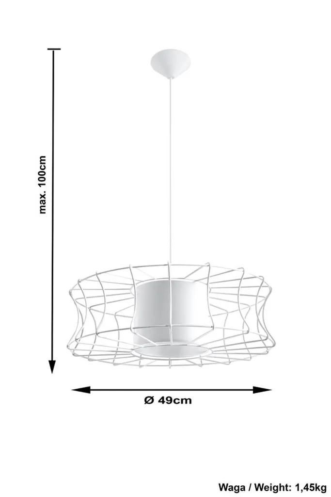 Suspension cage acier blanc 100 cm - Structure métallique géométrique