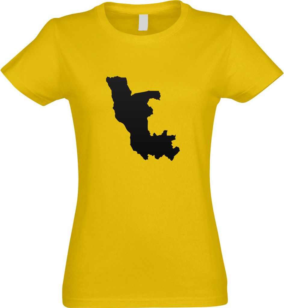 Kiwistar - T-Shirt tailliert - Damen - gelb - Kongo, Republik Umriss Kontur - mit Motiv Bedruckt - Funshirt Design - Sport - Freizeit - Damen - L