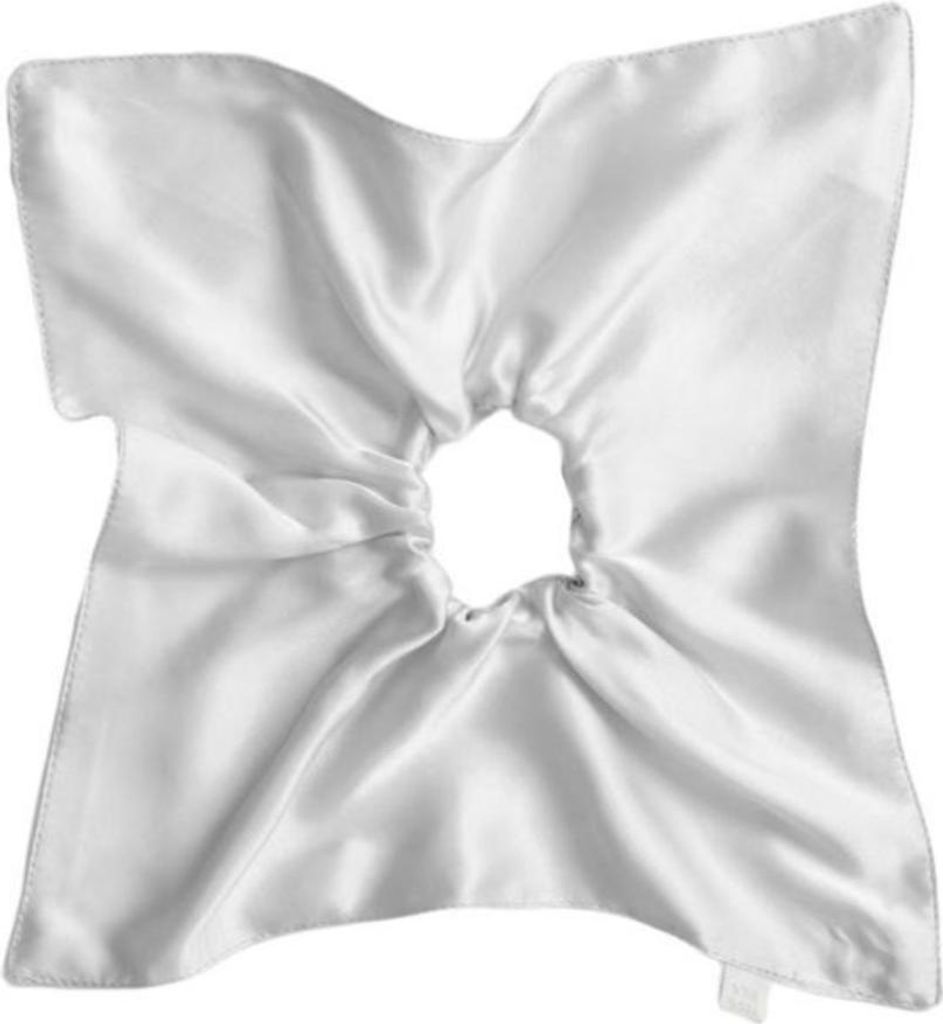 INF 19 Momme Seide Quadratisches Haargummi - Sanftes Satin Haarband Scrunchie Silber