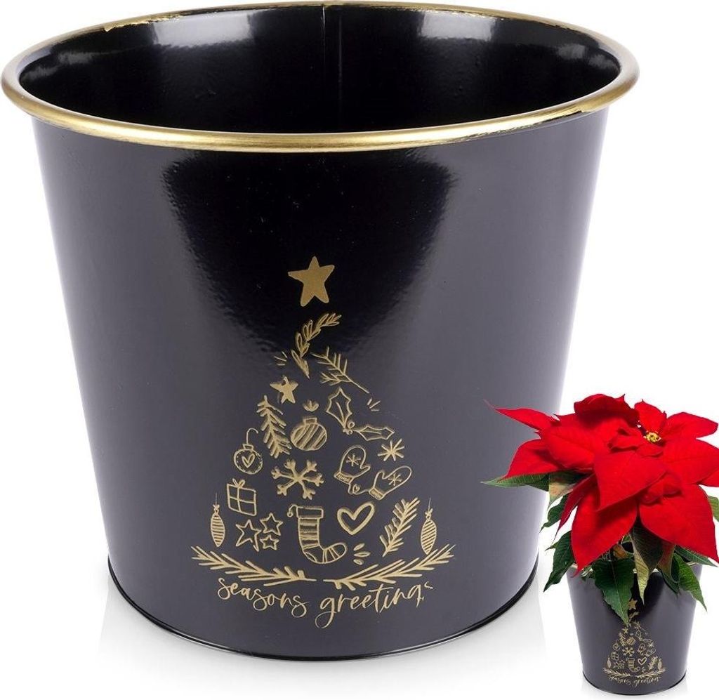 Goldener Weihnachtstopf aus Metall mit weißem Produktbild 