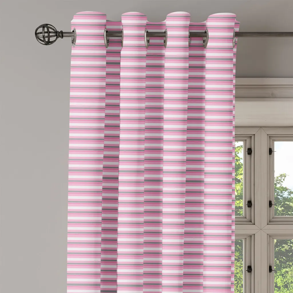 Rideau motif moderne rose ton sur ton avec œillets, 2 panneaux 280cm - 2