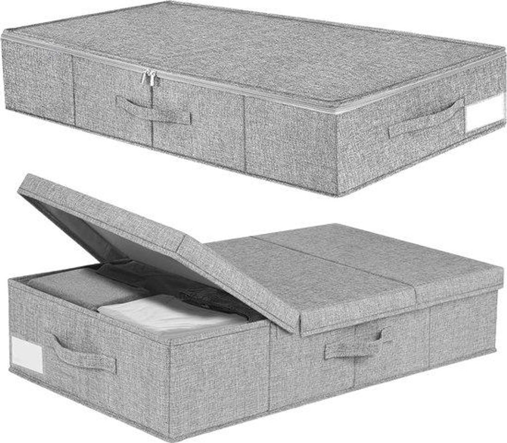Unterbett-Lager - 2-teilige Schubladenbox - 49 l mit Deckel falten Sie unterbett Schubladen mit 3 Griffen und Reißverschluss
