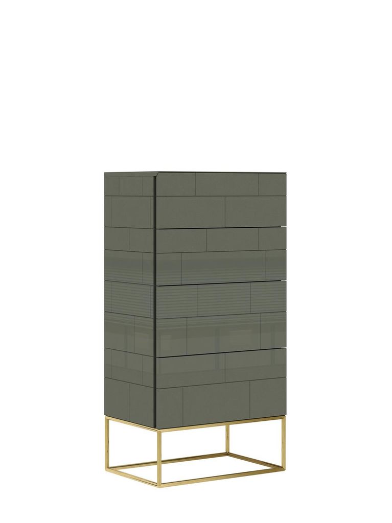 Rose Hill RH03 Kommode Modern Classic 4 Schubladen, Grün, MDF Hochglanz