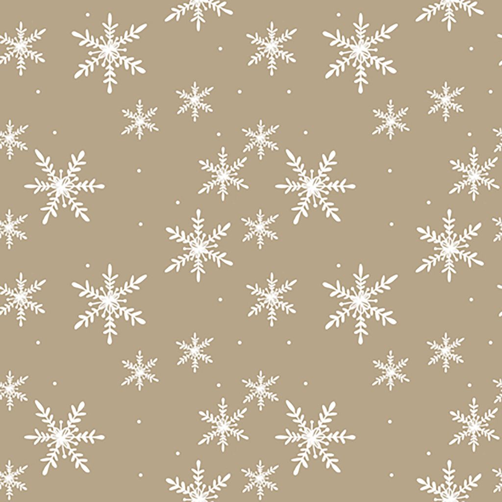 Servietten Papier 33x33cm Weiße Schneeflocken 20 Stück Beige