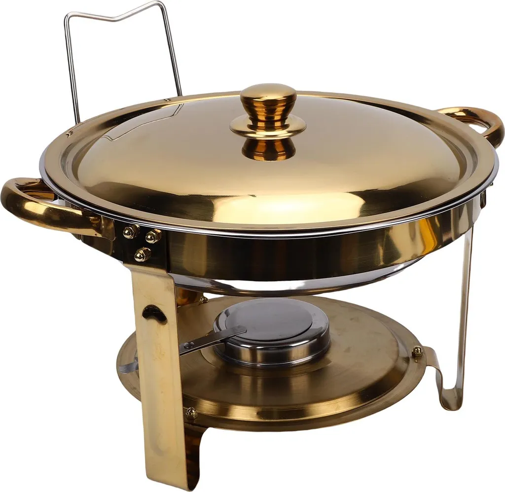 Chafing dish acier inoxydable 4,5L avec support design or pour réception