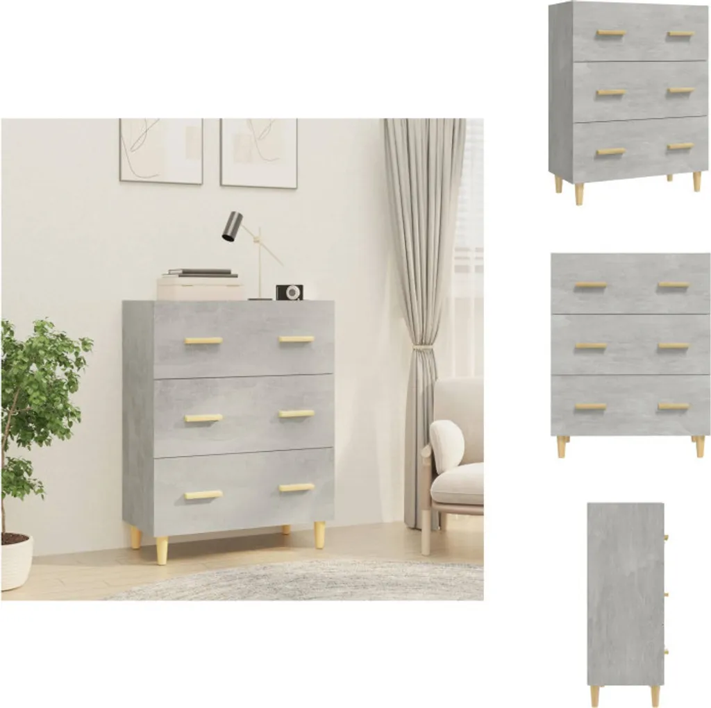 vidaXL Credenza grigio cemento 70x34x90 cm materiale legno - Credenze