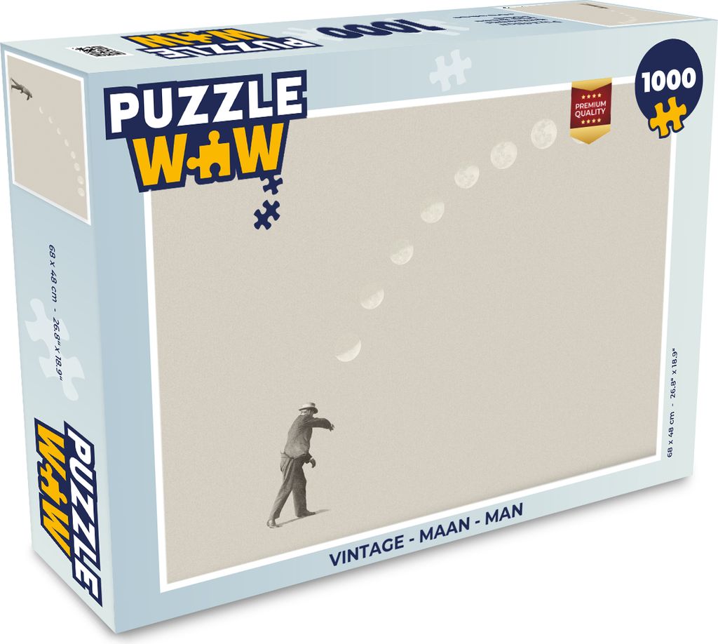 MuchoWow Puzzle 1000 Teile Jahrgang - Mond - Mensch - Erwachsene - Rätsel