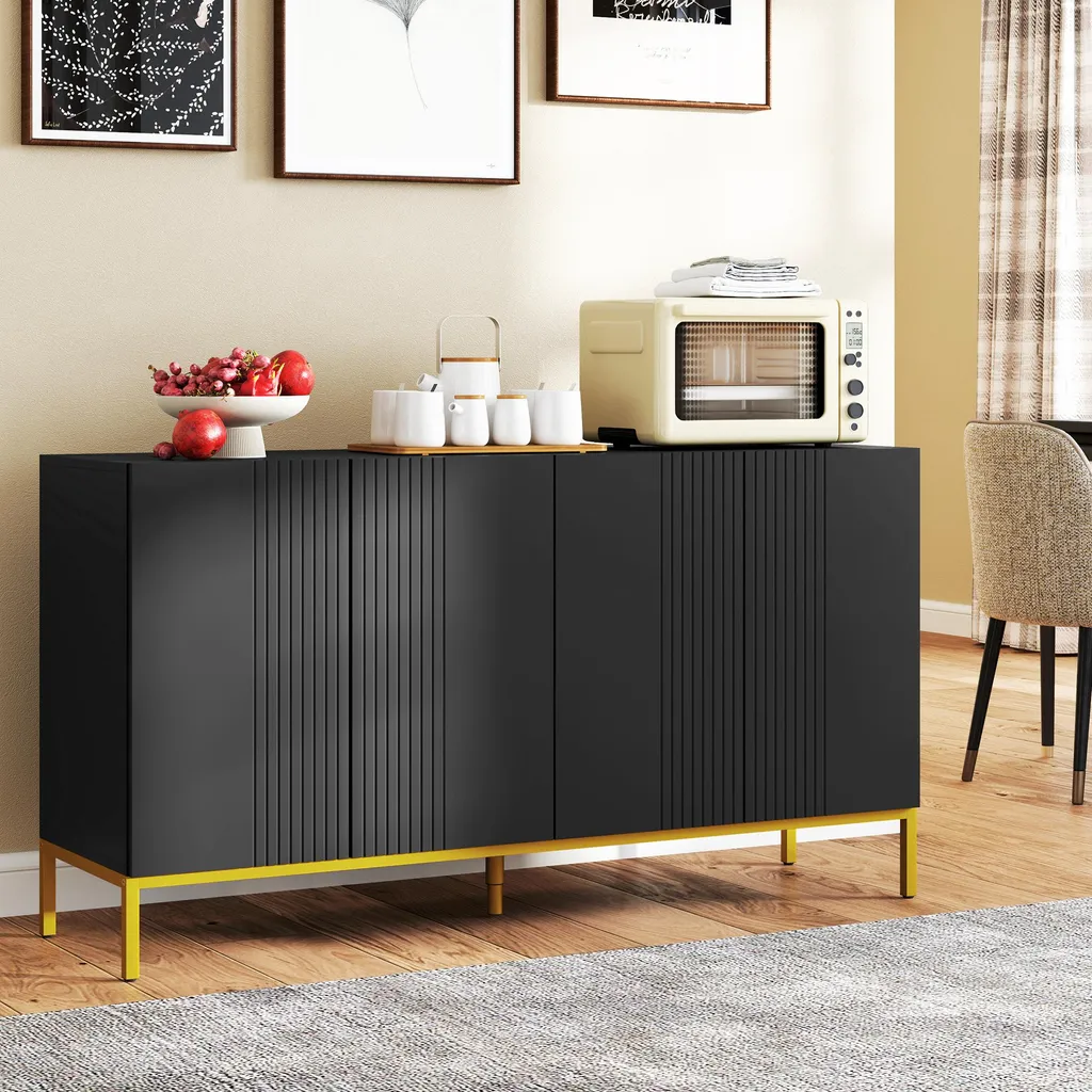 Buffet Design Noir et Or : Solution de Rangement Élégante et Compacte - 8