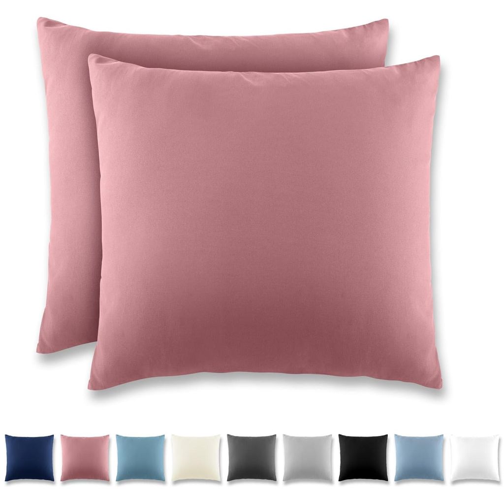 Kissenbezug 50 x 50 cm, 2er-Set, mit Reißverschluss – Kissenbezug aus gebürsteter Mikrofaser, waschbar bis 40 °C, Antikrosa