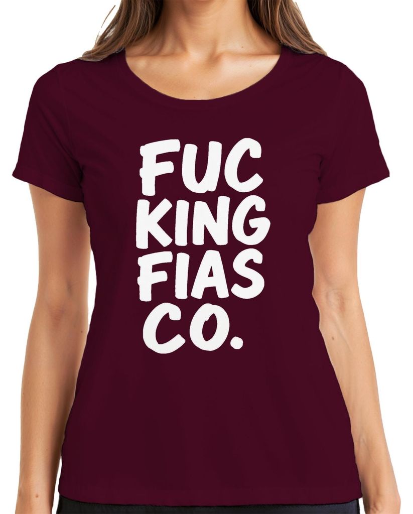 FUCKING FIASCO lustig sarkastisch Geschenk Alltag Grunge Damen T-Shirt, Burgundy, S