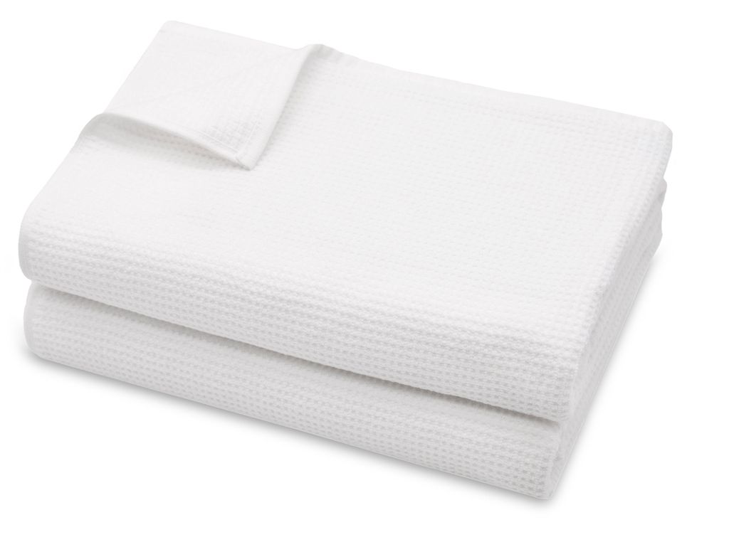 2er Set Saunatücher Waffelpique, 70x180 cm, 100% Baumwolle, weiß