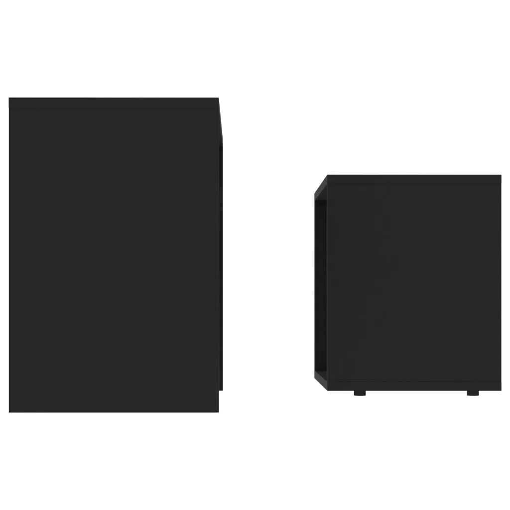 Set de 2 tables basses noires en bois composite robuste et compact - 5