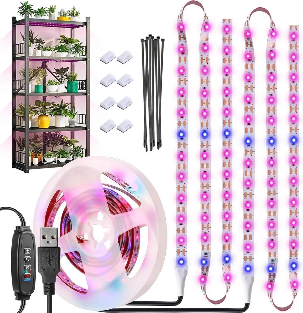 Lampe LED pour plantes avec minuterie auto 3/9/12h et 120 LED horticoles
