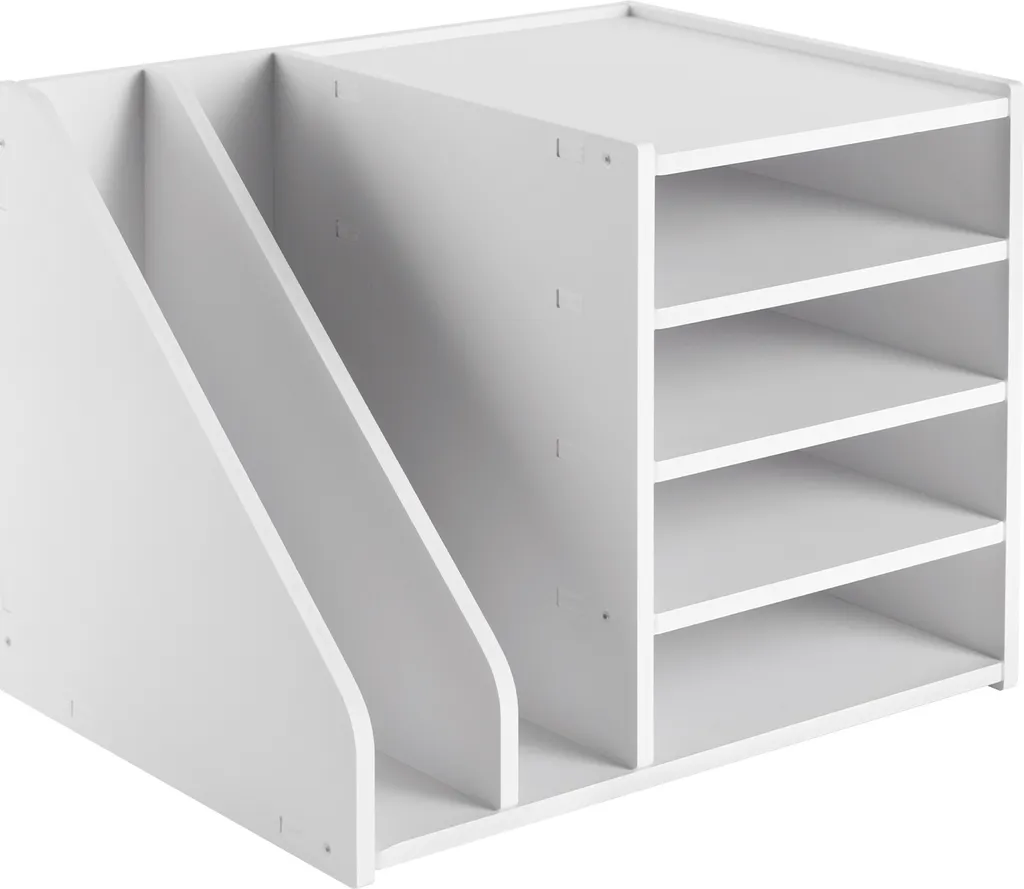 Organiseur de bureau blanc 4+2 compartiments pour tri de documents