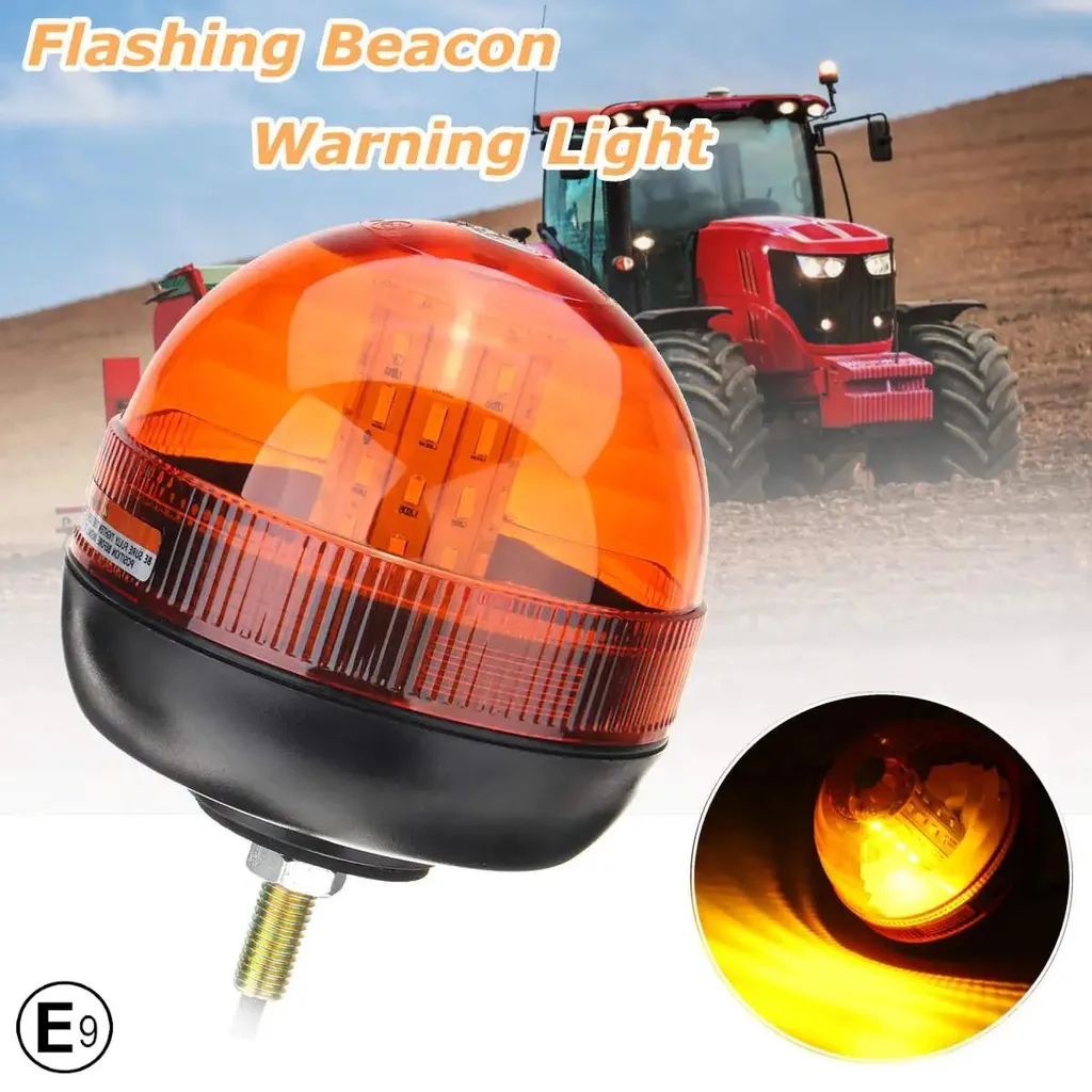 Gyrophare LED Orange 12V-24V pour Tracteur et Dépanneuse Haute Visibilité