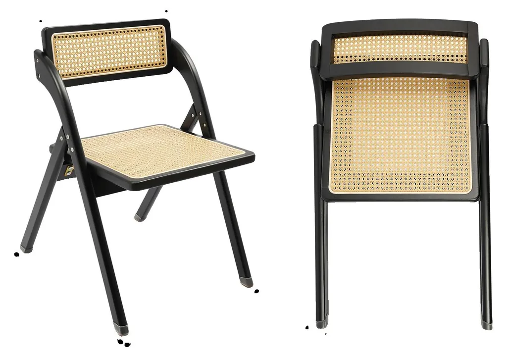 Chaise pliante noire pour petit studio - Design rétro et gain de place