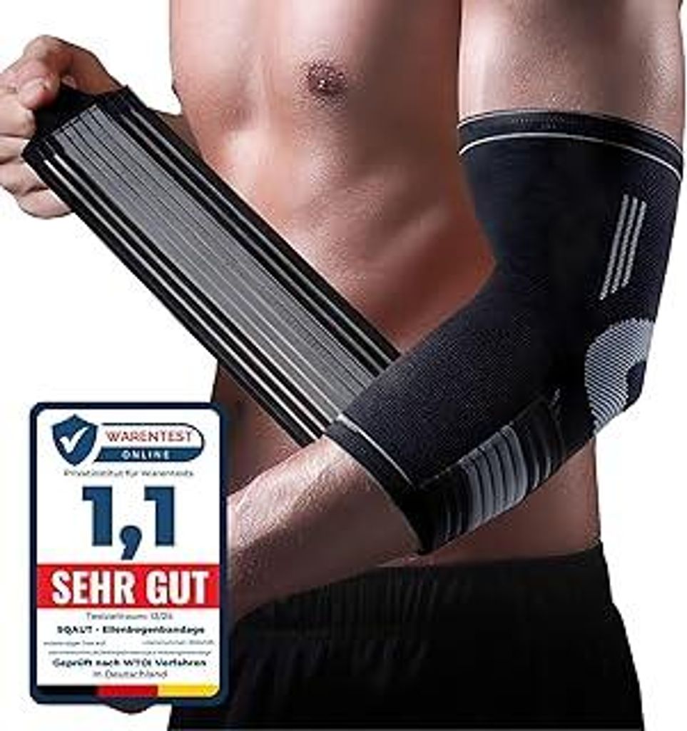 Ellenbogenbandage 1 Stück Ellenbogen Bandage Herren und Damen für Sport, Tennisarm und Golferarm Ellbogen Stütze Armbandage mit Klettbänder Kle...