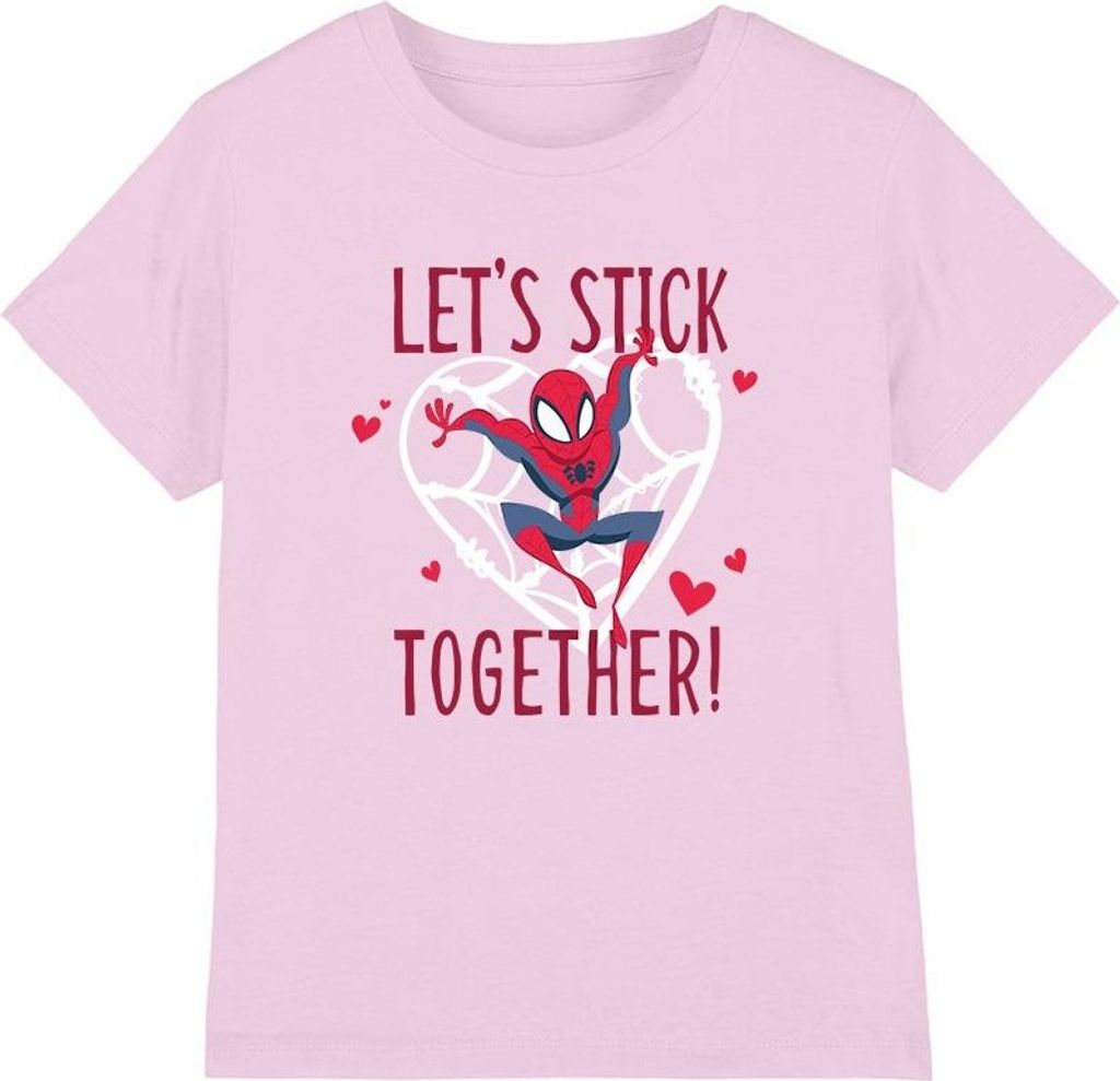 Spider-Man - "Stick Together" T-Shirt für Kinder - Valentinstag TV4207 (128) (Pink)