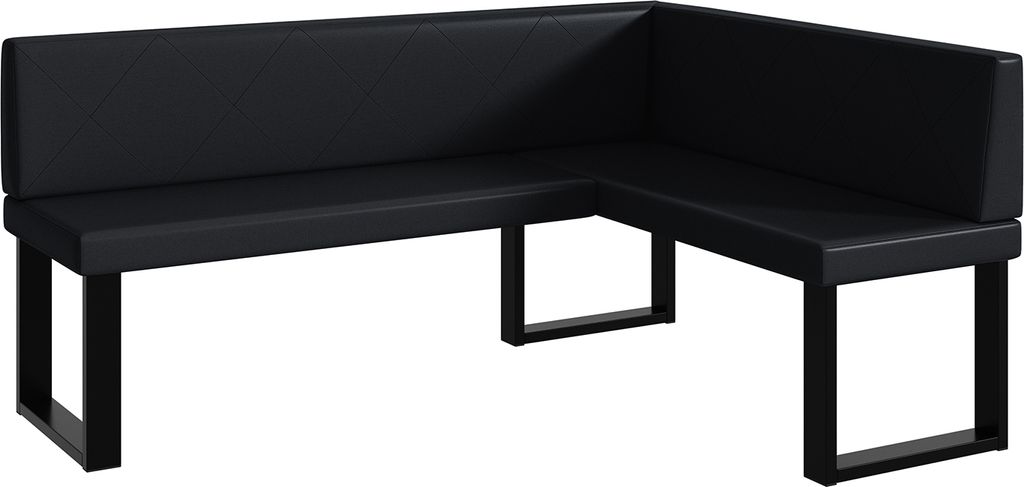 MEBLINI Eckbank für Esszimmer - Küchenbank - Essecke - Sitzecke Küche - ERIC - U-Beine 128x168x87cm Rechts - Schwarz Kunstleder