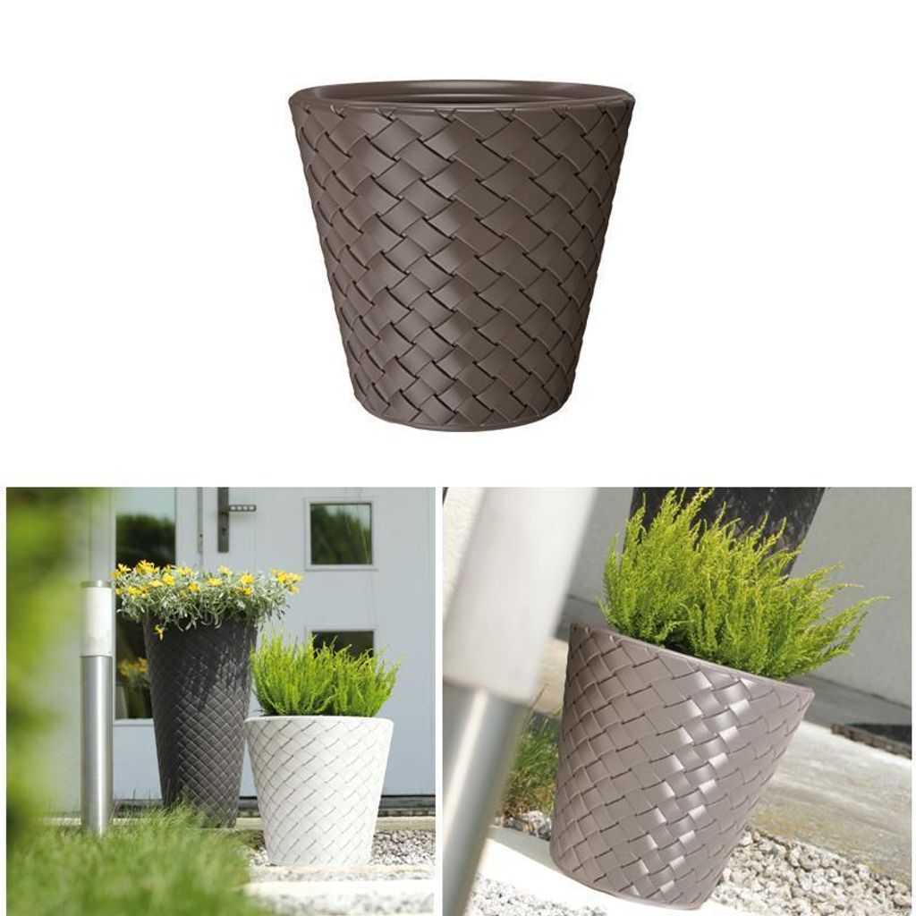 Blumentopf mit Flechtoptik Blumenkübel Pflanztopf Übertopf Pflanzkübel 52L braun