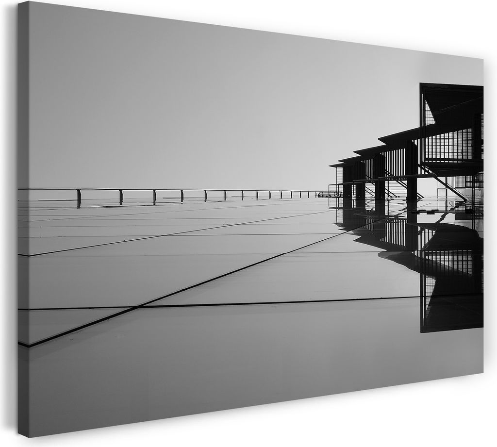 Leinwandbild (100x70cm): Moderne Architektur auf Dach, echter Holz-Keilrahmen inkl. Aufhänger, handgefertigt in Deutschland