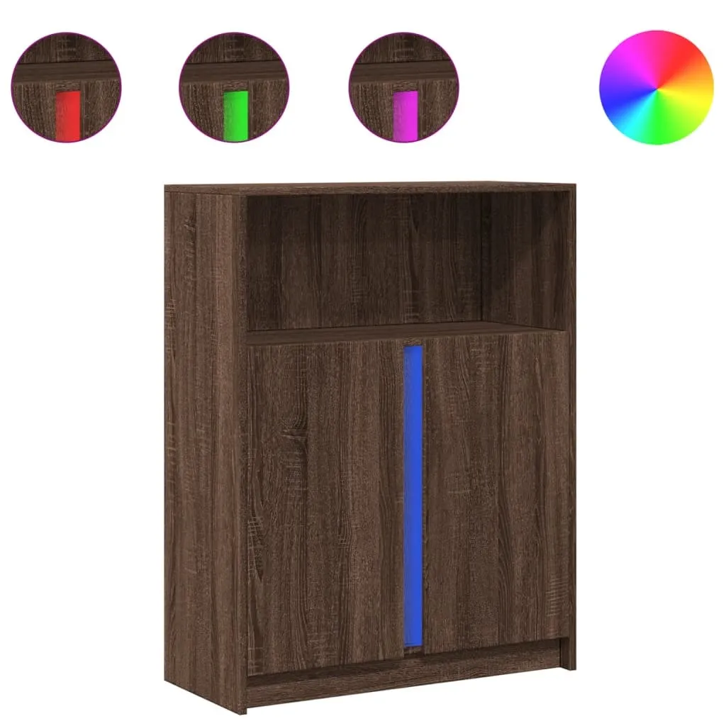 Mobile Credenza LED SYFAX Rovere 77x34x100 cm | Arredo Casa Contemporaneo