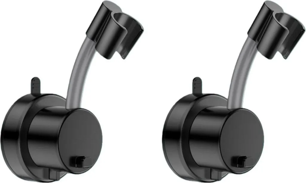 INF Supporto doccia con gancio 2 pezzi ABS argento 16cm regolabile Nero