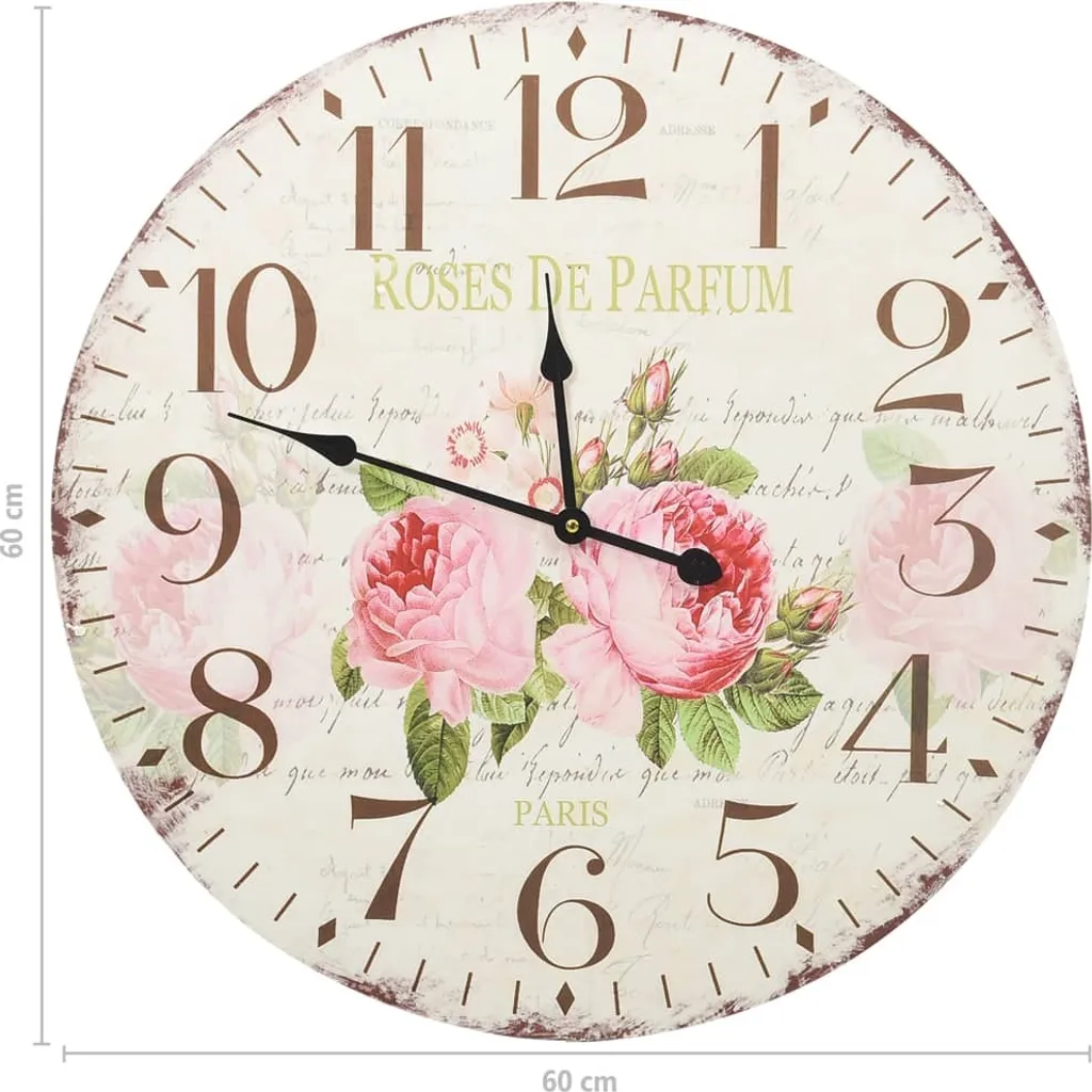 Orologio da Parete Vintage a Fiori vidaXL 60 cm - Arredo Shabby Chic - 5