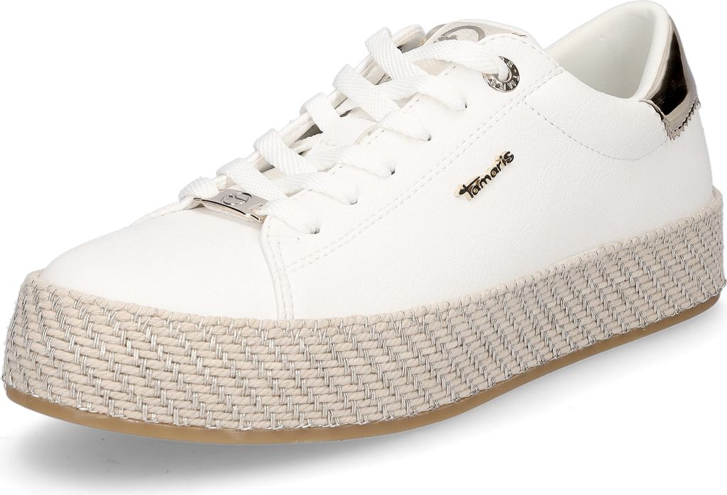 Tamaris Damen Plateau Sneaker weiß gold Produktbild 