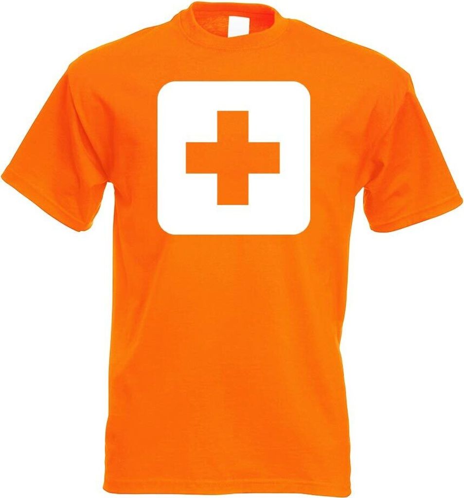 Kiwistar - T-Shirt - orange - Erste Hilfe Stelle Piktogramme Herren Funshirt Bedruckt Design Sprüche Spruch Motive - mit Motiv Bedruckt - Funshirt...