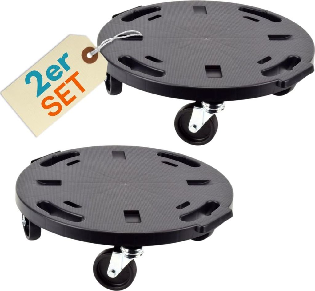 2er Set Transportroller Rollbrett Transportrollen Rollbrett Werkstatt Pflanzen Rollbretter Transport Möbelrollen flach Pflanzenroller rund Transpo...