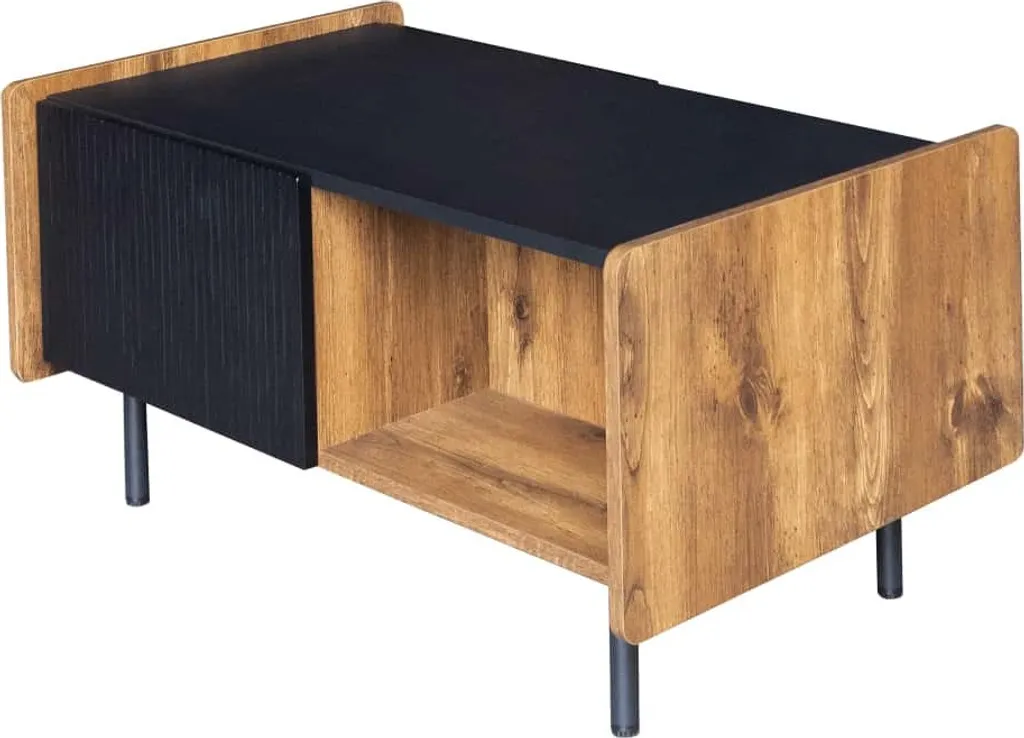 Table Basse de Salon avec Portes et Compartiments de Rangement Noir Mat - 8