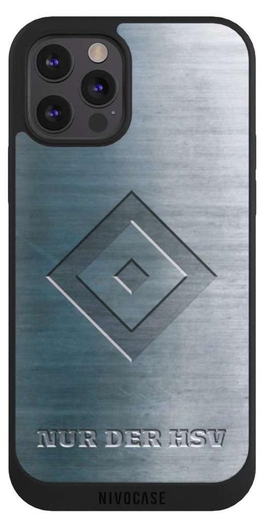 NIVOCASE Handyhülle für Apple iPhone 12 Pro Hülle NIVOpure Case Schwarz HSV Hamburger SV Metallic Look
