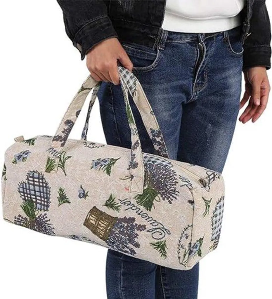 Organiseur de couture violet avec compartiment à fils et rangement