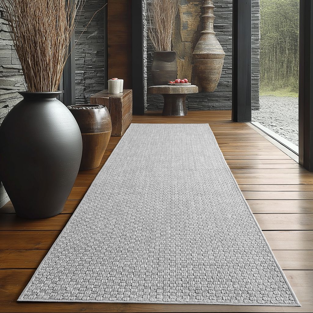 Indoor Outdoor Teppich Modern Boho Design, Ideal für Küche, Balkon, Terrasse, Wohnzimmer und Esszimmer, Größe: 80 x 150 cm, Farbe: Grau-1
