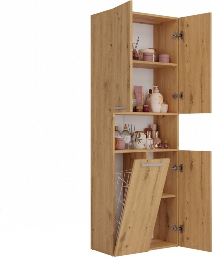 Badschrank mit Wäschekorb ATSO 3 – Artisan-Eiche Produktbild 6